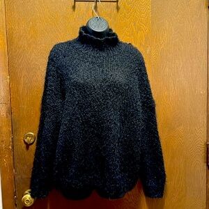 Black wish list sweater. Mock turtleneck fuzzy yarn